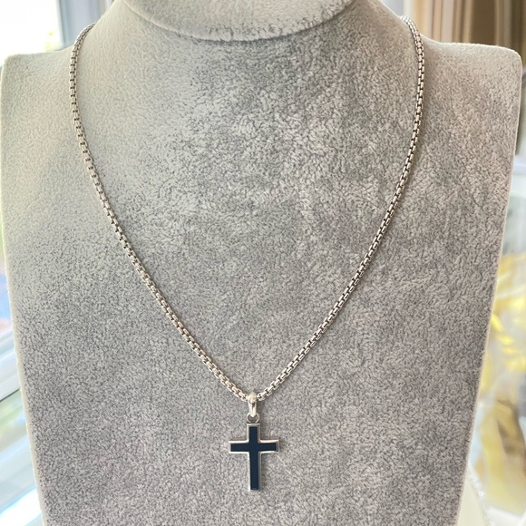 David Yurman Jewelry - David Yurman Unisex Black Onyx Cross Pendant Necklace 20"